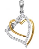 10K Gold Heart Pendant Natural Diamonds 1/5ctw Two Tone Gold Ladies Fashoin Pendant (i3, j/k)