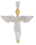 10kt Yellow Gold Mens Diamond Angel Wings Cherub Charm Pendant 1.00 Cttw