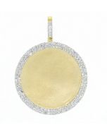 10K Gold Diamond Frame Round Medallion Mens Charm for Picture 1.50ctw 1.5 Inch