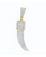 10K Gold Italian Horn Pendant 0.78ctw Diamonds Pave Set Mens or Womens Fancy Charm