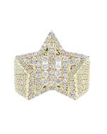 Star Ring 14K Gold Diamond Ring Mens Round Cut 5 Point Super Star Pinky Ring 2.25ctw 