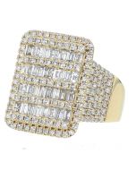 Diamond Ring for Men 14K Gold Extra Wide 22mm 3.29ctw Baguette and Round Diamond Pinky Ring