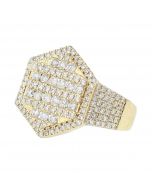 14K Gold Diamond Ring for Men Pinky Ring Stop Sign Round Cut Diamonds 2.3ctw 21mm Wide