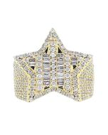 Star Ring 14K Gold Diamond Ring Mens Baguette and Round Cut 5 Point Super Star Pinky Ring 2.19ctw 