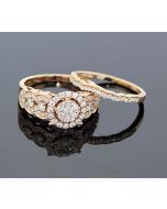Rose Gold Bridal Set Womens Engagement ring and Band Set 1.00ctw Diamonds and 14K Rose Gold