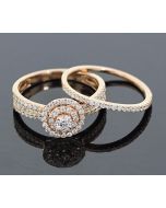 Rose Gold Bridal Set Womens Engagement ring and Band Set 0.90ctw Diamonds and 14K Rose Gold