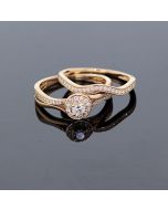 Rose Gold Bridal Set Womens Engagement ring and Band Set 1/2ctw Diamonds and 14K Rose Gold