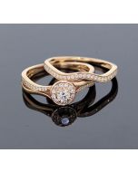 Rose Gold Bridal Set Womens Engagement ring and Band Set 1/2ctw Diamonds and 14K Rose Gold