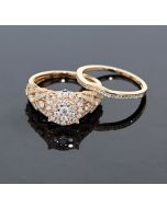 Rose Gold Bridal Set Womens Engagement ring and Band Set 1ctw Diamonds and 14K Rose Gold