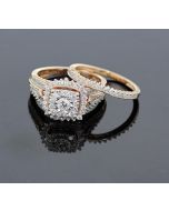 Rose Gold Bridal Set Womens Engagement ring and Band Set 1.25ctw Diamonds and 10K Rose Gold