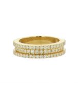 10K Gold Diamond Ring Mens 6mm Wide 1.80ctw Diamonds 3 Row Mens Band