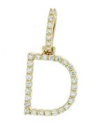 10K Gold Initial D Pendant 0.49ctw Round Diamonds 29mm Tall Mens or Womens 