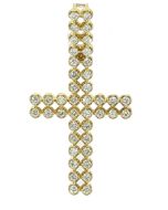Diamond Cross Pendant 10K Gold Cross With Diamond Mens 1.00ctw 2 Row Diamond 1.65inch