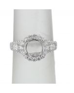 14K White Gold Semi Mount Engagement Ring Fits 1.5ct Solitaire Halo Style Marquise Side Diamonds 