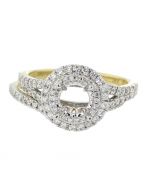 14K Gold Semi Mount Wedding Ring Set Engagement Ring Setting Fits 1ct Solitaire 0.71ct