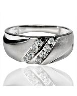 Mens Real Diamond Wedding Band Ring 9mm Wide 10k White Gold 0.25ct Sand Finish