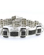 2.6ctw Diamond Mens Bracelet Black Diamonds 8.5 Inches Long 19mm Wide Diamond Bracelet