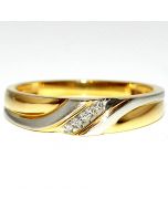 10K Gold Wedding Ring Mens 5mm 0.05ct Two tone White and Yellow Gold Size 11
