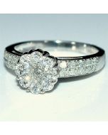 Real Diamond Engagement ring .75ctw Si Clarity large 3ct look Top White Gold