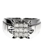 0.2ct Mens Fashion Ring 12.5mm Wide Comfort Fit Sterling Silver Pinky Ring