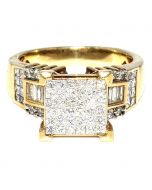 1.6ct Princess Cut Diamond Wedding Ring 11mm Wide 14K Yellow Gold
