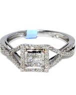 Princess Cut Diamond Anniversary Ring Vintage Inspired 0.33ct 10k White Gold