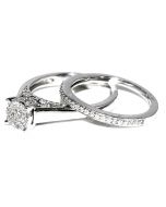 14K White Gold Bridal Rings Set 0.66ct Certified Diamonds Solitaire Style Engagement Ring And Wedding Band