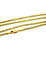 14K Gold Rope Chain Solid Rope Diamond Cut Lobster Clasp 22 Inch 2mm 