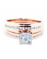 0.5ct Diamond 10K Rose Gold Bridal Set Engagement Ring And Band 8.5mm Wide