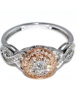 Diamond Engagement Ring Rose and White Gold 0.25ct 10K 9mm Halo pave set new