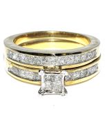 1ct w Princess cut Diamond Wedding Ring Set 2 piece 14K Yellow Gold
