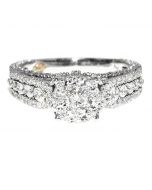 1.16ct Bridal Engagement Ring 14K White Gold EGL Certified 7.6mm Wide Pave Set Diamonds New