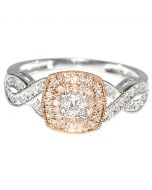 Rose and White Gold Diamond Engagement Wedding Ring Two Tone 0.25ct 10K