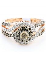 1ct Cognac And White Diamond Engagement Ring 14K Rose Gold