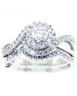 10K White Gold Bridal Set 0.63ctw Diamonds 10mm Wide
