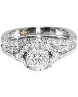 14K Bridal Set Wedding Rings Certified 0.97ct 9mm Wide 2 piece Set New