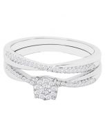 0.25ct Diamond 10K White Gold Bridal Ring Set 6mm Wide 2pc