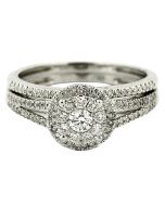 0.48ct Diamond Bridal Rings Wedding Set 10K White Gold Engagement Ring and Band