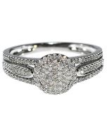 0.25ct Bidal Engagement Ring Halo 10K White Gold Pave Set 9mm Wide