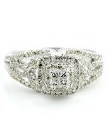 Engagement Ring Vintage Inspired 14K White Gold 1/2ctw Diamond Bridal