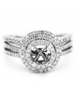 14K White Gold Bridal Set Semi Mount 0.55ct Diamonds Fits Approx 0.25ct to 0.5ct Solitaire