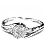 10K White Gold Engagement Fashion Ring Swirl 0.12ct Diamonds