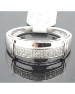 Diamond Wedding Band Mens 10K White Gold 0.13cttw 3.1gm 9mm Wide Ring