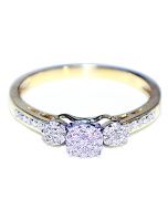 Diamond Engagement Ring 3 Stone Style 10K Gold 0.15ct Promise Ring