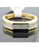 Mens Wedding Ring 10K Yellow Gold 0.10ctw Diamond 5mm Wide