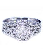 0.4ct Diamond Bridal Wedding Ring Set 10K White Gold 11mm Wide Woven Sides