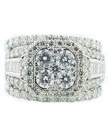 3ct Diamond Wedding Ring Set 14K White Gold 3pc 13.6mm Wide 