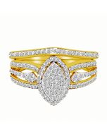 10K Gold Bridal Rings Set Marquise Style Pave Set 0.39ctw Diamonds 11mm Wide