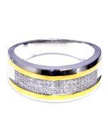 Mens Diamond Wedding Band Ring 10K White Gold Two Tone 0.25ct 9mm