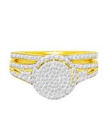 Halo Bridal Rings Set 10K White Gold 0.39ctw Diamonds Split Shoulder 10mm Wide